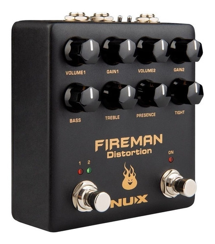 Pedal de efeito preto NUX Fireman Distortion NDS-5