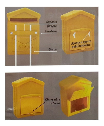 Caixa Correio Correspondência Cartas Pvc 25x20x10cm Plástico