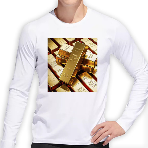 Remera Hombre Ml Oro Gold Barra Lingotes Dinero Dorado P2