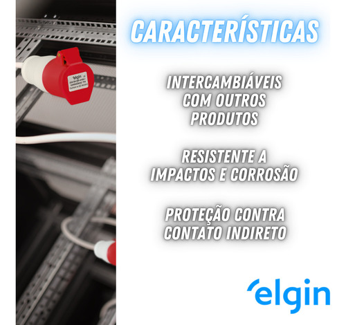 Acoplador Tomada Industrial Elgin 16a 2p+t 6h 220v - Azul
