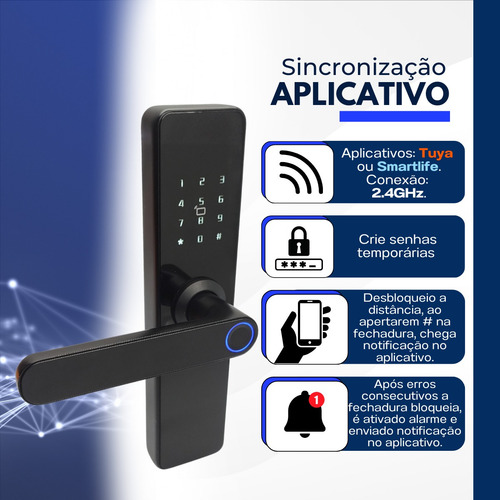 Fechadura Digital Eletronica Biometrica Cartão Senha Wi-fi