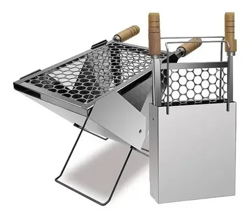 Churrasqueira Maleta Inox 1 Grelha Camping  Pesca Portátil - R$ 169,91