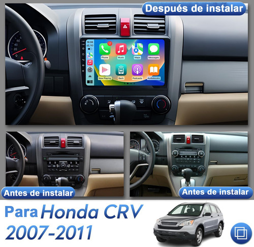 Autoestéreo De 6+128g Pantalla Para Honda Crv 2007-2011 Negro