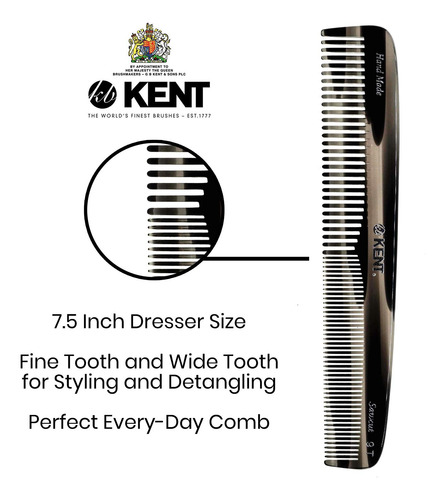 Peine De Púas Finas Y Anchas Kent 9t Graphite Detangler Ab