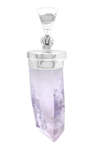 Dije De Punta De Cristal De Amatista En Plata De Ley