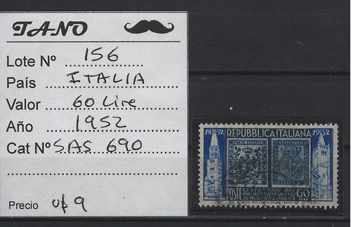 Lote156 Italia 60 Liras Año 1952 Sassone#690