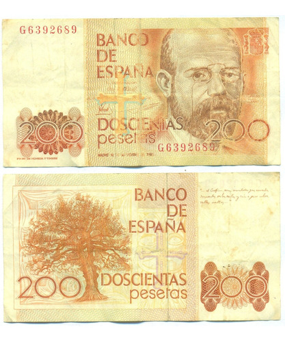 España Billete 200 Pesetas Año 1980 P#156 