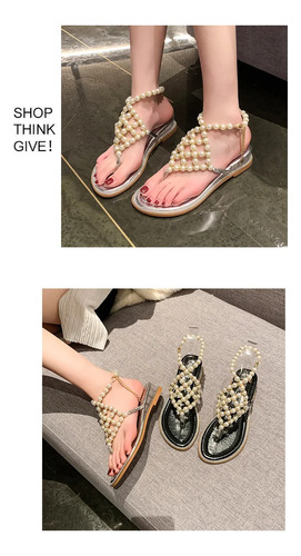 Sandalias De Cuña De Perlas Bohemias Para Mujer, Moda De Ver