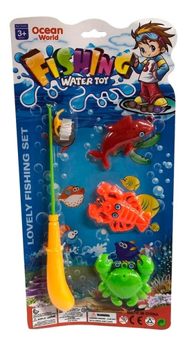 Juego Set Pesca Infantil Juguete Caña Peces 28 Cm