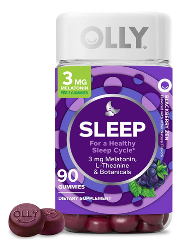 Suplemento En Gomitas Olly Sleep Melatonina L- Theanina Sabor Zarzamora X 1g