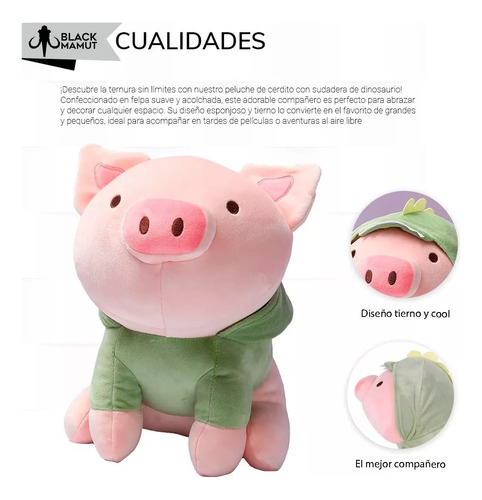 Peluche Puerquito Sudadera Verde De Dinosaurio De Felpa Suave