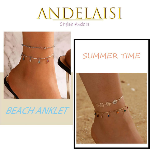 Andelaisi Boho Sandalias Descalzas De Perlas Pulsera De Tobi