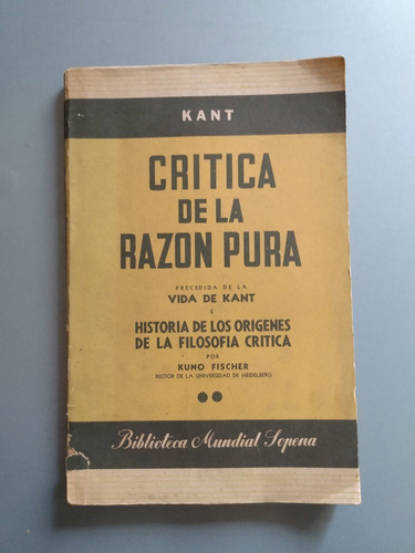 Critica De La Razon Pura Ii - Kant - Sopena