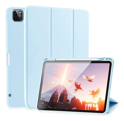 Funda Para iPad Pro + Soporte Para Lapiz, Protectora Celeste