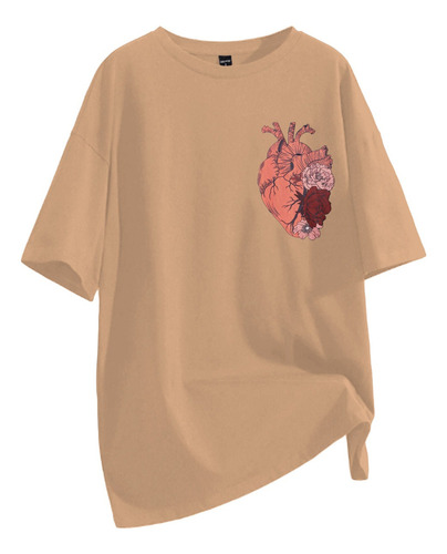 Camiseta Oversized Design Flor Amor Aficionado Moda Feminina