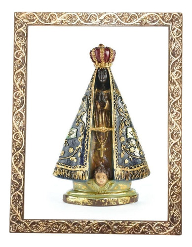 Quadro A3 Decorativo Religioso N Senhora Aparecida Dourado