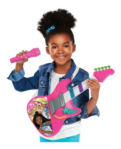 Imagen 2 de 6 de Guitarra Barbie Rock Star Con Microf Luces Y Sonidos