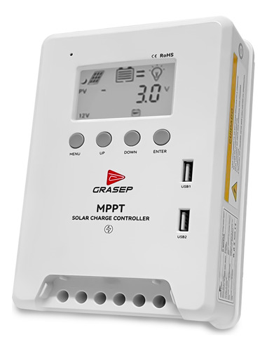 Controlador De Carga Solar 30a Mppt 12/24v Usb Automático