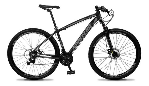 Mountain bike Spaceline Vega 2021 aro 29 21" 21v freios de disco mecânico câmbios Indexado y Shimano Indexado cor preto/cinza