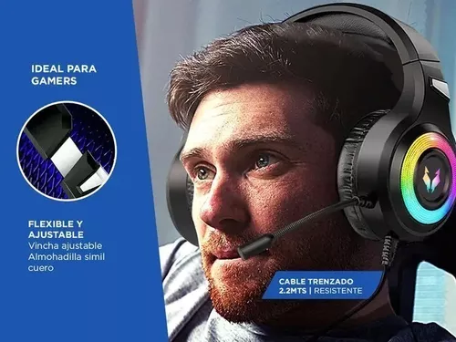 Auriculares Gamer Alpha A9000 Play Microfono Luz RGB Cancelacion Sonido