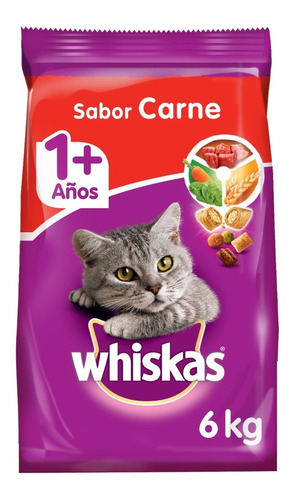 Imagen 1 de 7 de Whiskas Alimento Seco Para Gato Adulto Sabor Carne 6kg