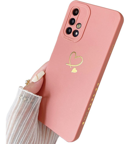 Funda Rosa Con Corazon Para  Samsung Galaxy A51 6.5 