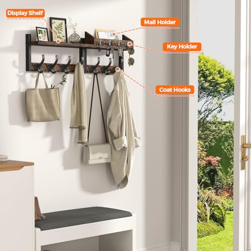 Perchero De Pared 29 Con Estante, Perchero Para Abrigos Y
