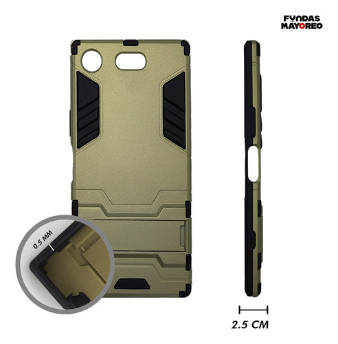 Funda Iron Para Xperia Xz1 Compact Case Antishock Con Mica Dorado