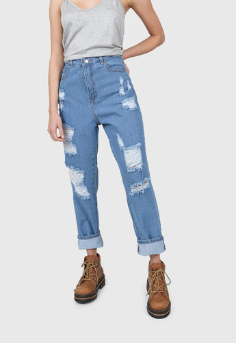 Jeans Mujer Pantalones Jean Mom Retro Corte Recto Nuevo Jean