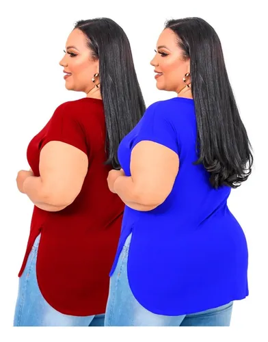 Kit Com 2 Camisa Feminina Academia Tapa Bumbum Gg Plus Size