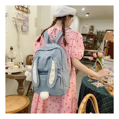 Mochila Escolar De Conejo Lindo Para Mujer Estilo Coreano