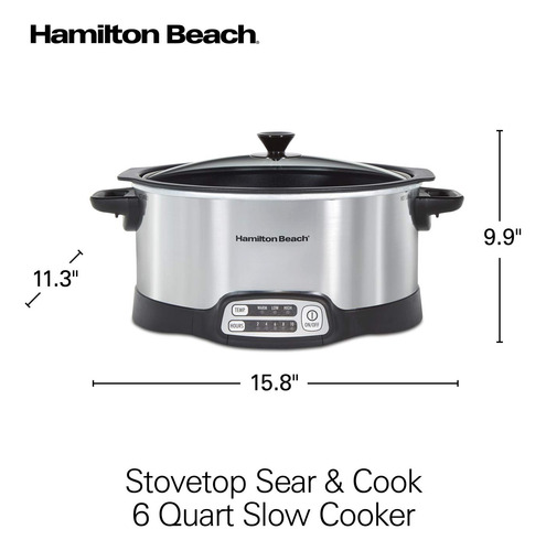 Olla De Cocción Lenta Hamilton Beach 33662 Programable, 6 L,