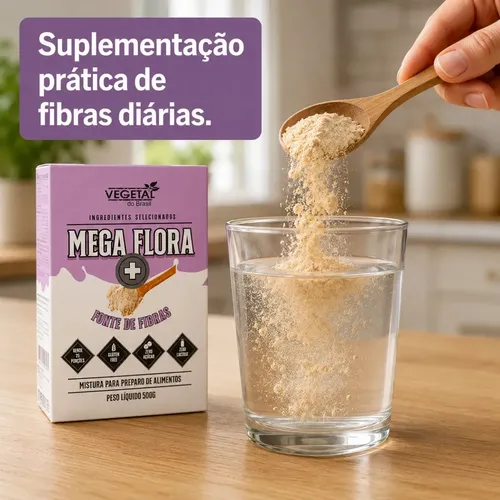Mega Flora Flora Pura 500g Suplemento Natural Quinoa E Açaí