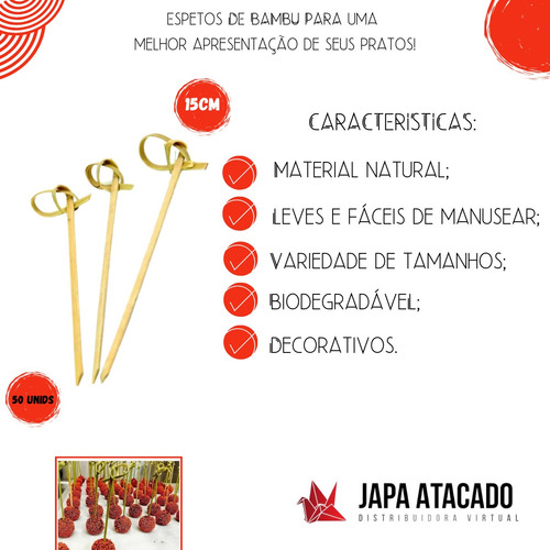 Palito De Bambu Gourmet Com Nó Petiscos Inoven 15 Cm 50 Un