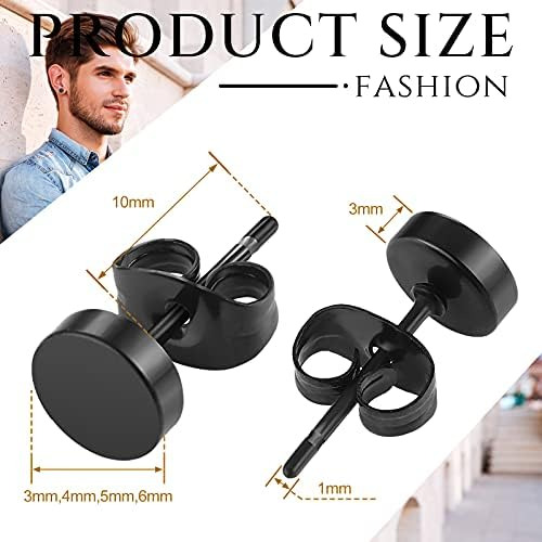 20 Pares De Aretes Negros Para Hombres Y Mujeres, Aretes Cua