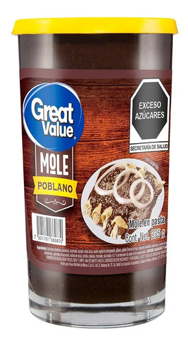 3 Pza Mole Great Value Poblano 235 G