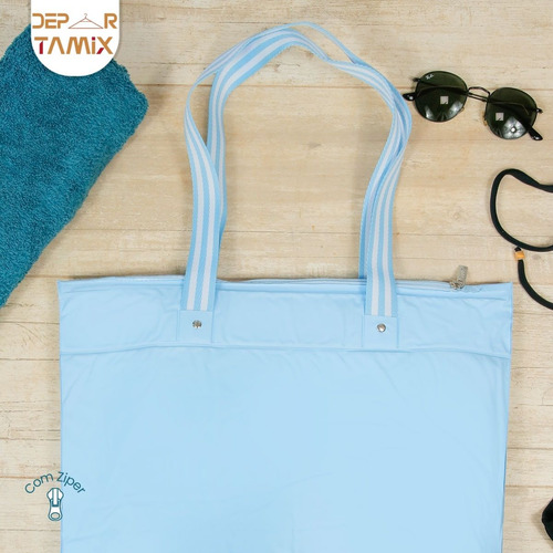 Bolsa De Praia Impermeável Sacola Com Zíper E Bolso Interno