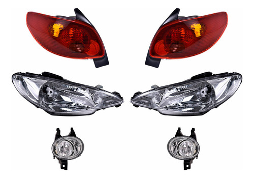 Neblineros + Calaveras + Faros Depo P/ Peugeot 206 2003-2008