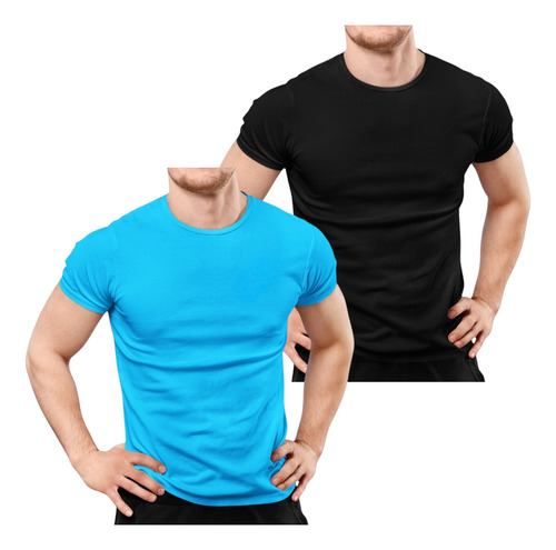 Playeras Dúo De Algodón Premium Para Hombre 2 Piezas Básicas