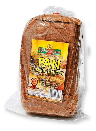 Pan Tajado Libre Gluten Zanahoria  Dcapan