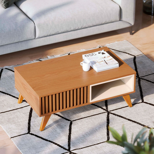 Mesa De Centro Lagos 1 Nicho Freijó/off White Matte - Pnr Cor Marrom