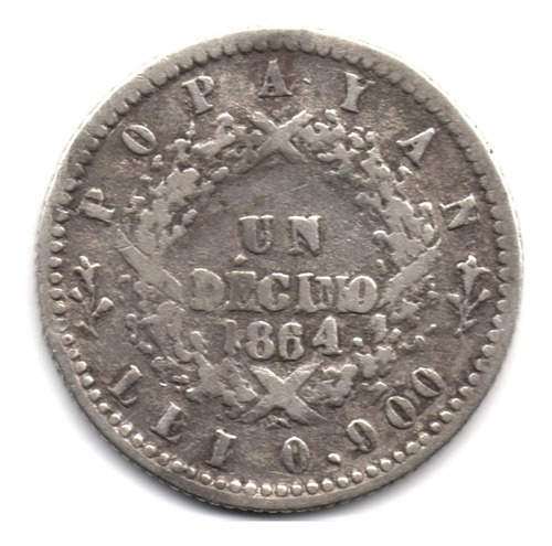 1 Décimo 1864 Popayán Plata