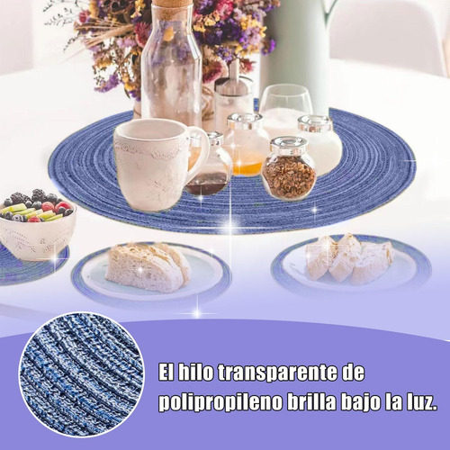 7 Manteles Individuales Redondos De Tejido De 15 Pulgadas,
