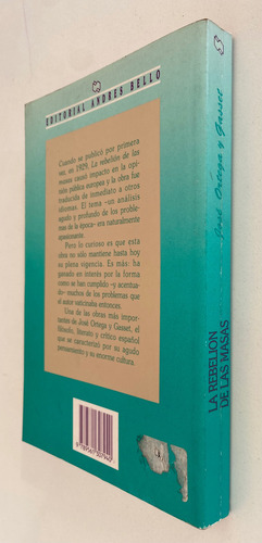 La Rebelión De Las Masas / José Ortega Gasset / Andrés Bello (Usado)