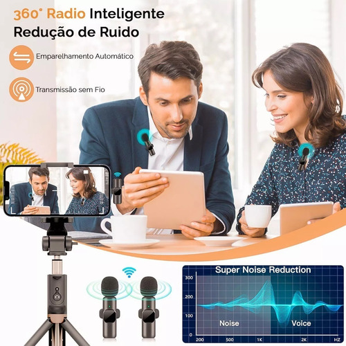 2 Microfones Lapela Sem Fio Tipo C Android Profissional