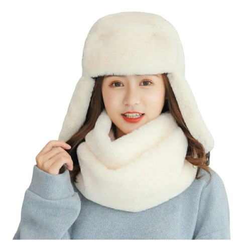 Set Gorro Más Bufanda Algodón De Mujer Cálido Invierno