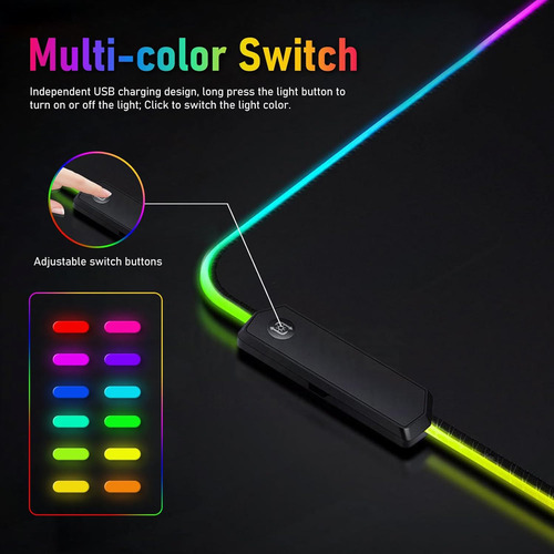 Alfombrilla De Mouse Grande Para Juegos Led Con Reposamuñeca