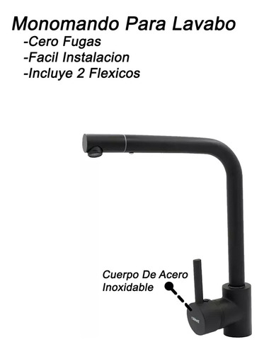 Monomando para fregadero cuello angular acero Rubinett XK-MN-MRB negro mate