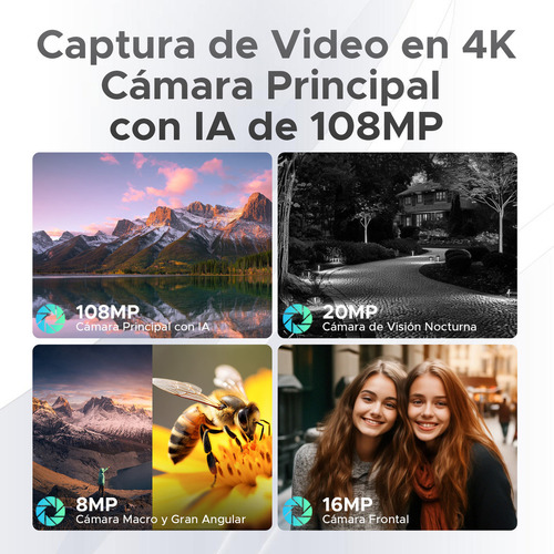 Doogee S118 Pro 5g celular 24GB RAM+512GB ROM 6.6'' FHD+ 120Hz Dimensity 7050 108MP Cámara Android 14 Batería 10800mAh NFC WiFi6