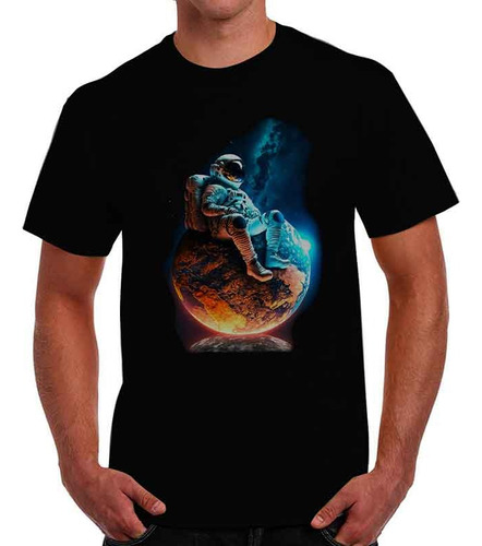 Playera Astronauta Sentado En La Tierra Camisetas Divertidas